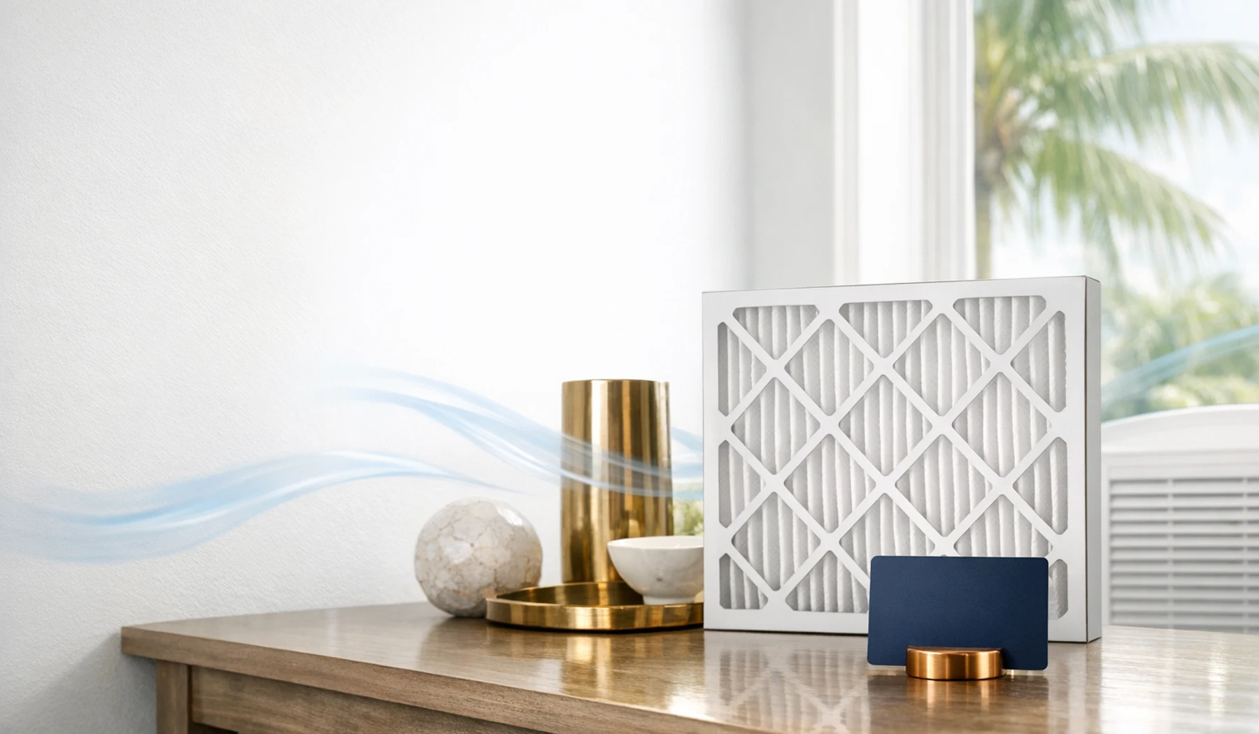 Premium HVAC filter and clean home air vent representing Hales AC Comfort Club duct and IAQ savings.